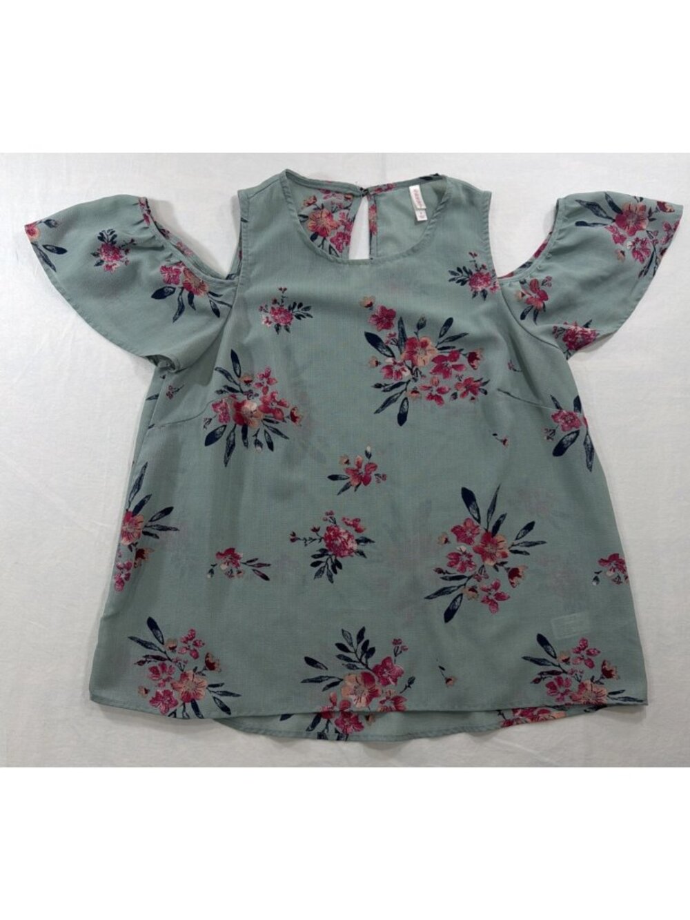 Womens XL Green Floral Scoop Neck Xhilaration Blouse Top